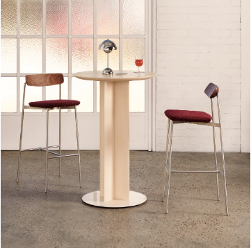 Sia Stool upholstered seat with Nami Bistro Table