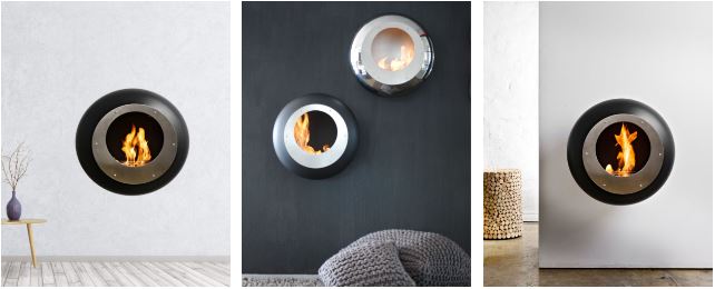 Cocoon Vellum wall-mounted fireplaces