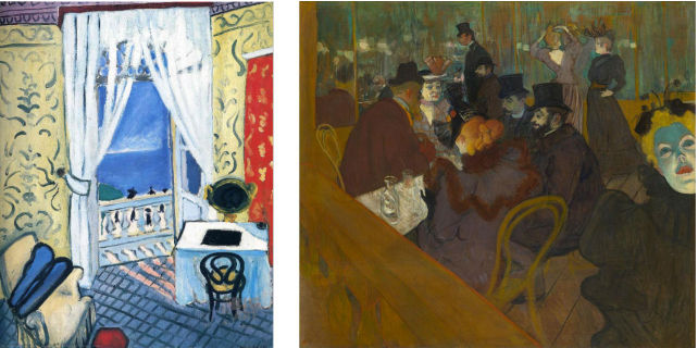 Henri Toulouse-Lautrec  “At the Moulin Rouge” & Henri Matisse  “Intérieur au violon”