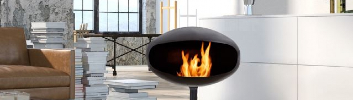 Pedestal Cocoon Fire fireplace, Coccon Fire designed by FEDERICO OTERO