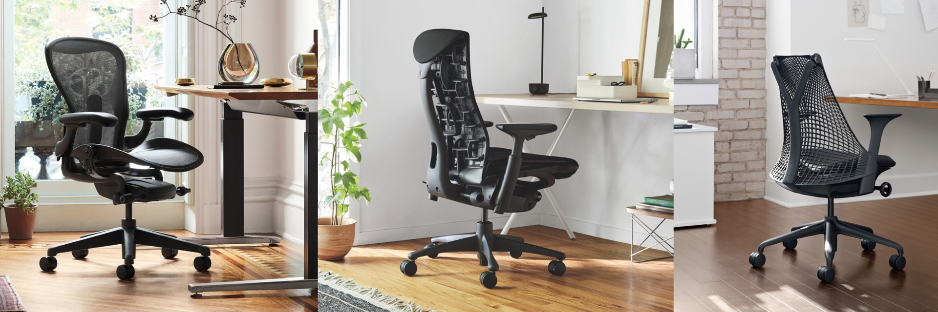 Aeron, Embody and Sayl ergonomic office chairs by Herman Miller