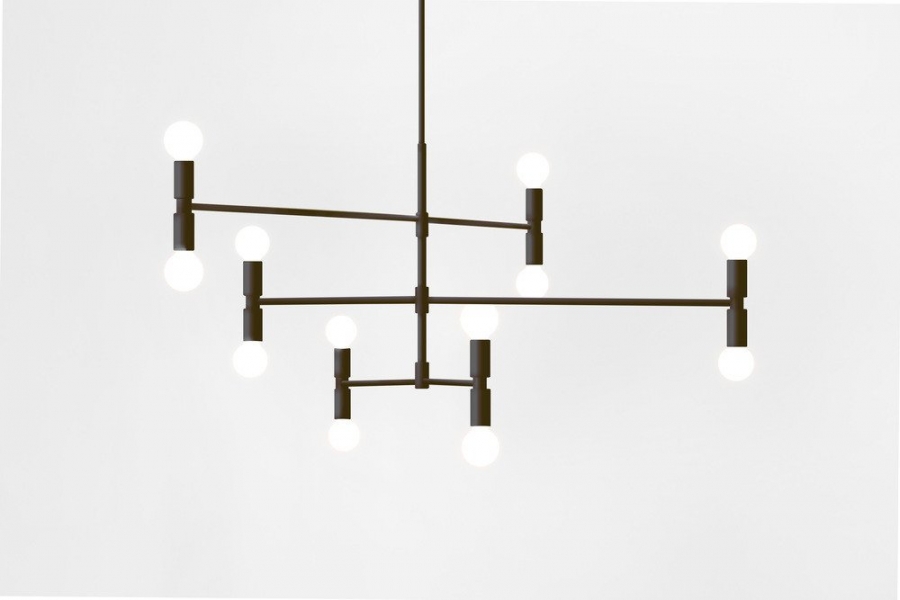 Dot Atomium in Black Lambert & Fils Chandelier, Dot pendant light Lambert & Fils, Lambert & Fils brass chandelier