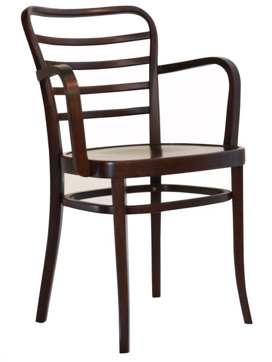 Leiter with arms in Dark Oak Thonet Cafe chair, Thonet Leiter, Thonet chair with striped back