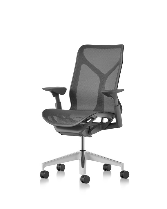Cosm Mid Back in Carbon on Semi-Polished Alloy base Herman Miller task chair new 2019, Cosm work chair by herman miller, Cosm chair designed by Studio 7.5, New release herman miller task chair, Low back task chair by herman miller