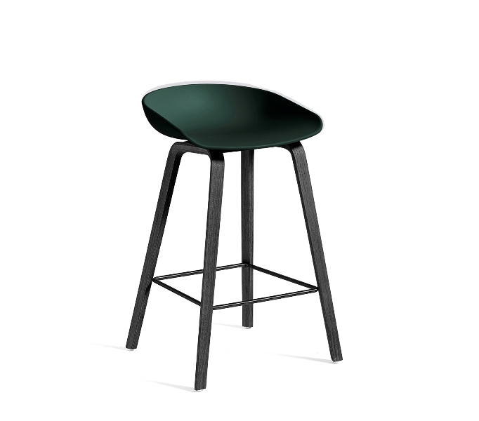 AAS32 Hunter shell on black stained oak base, black footrest AAS32 by Hay, timber legs stool by Hay. Hay AAS, Hay stool