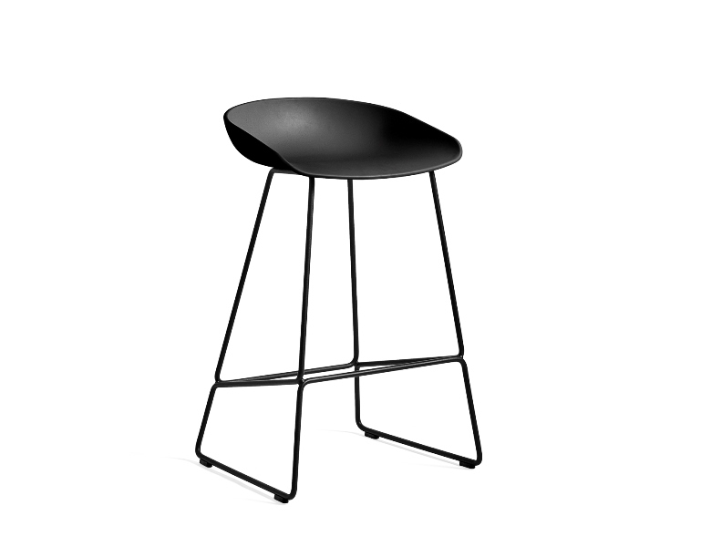 AAS38 Black shell on black steel base AAS by Hay, Wirebase stool by Hay. Hay AAS, Hay stool