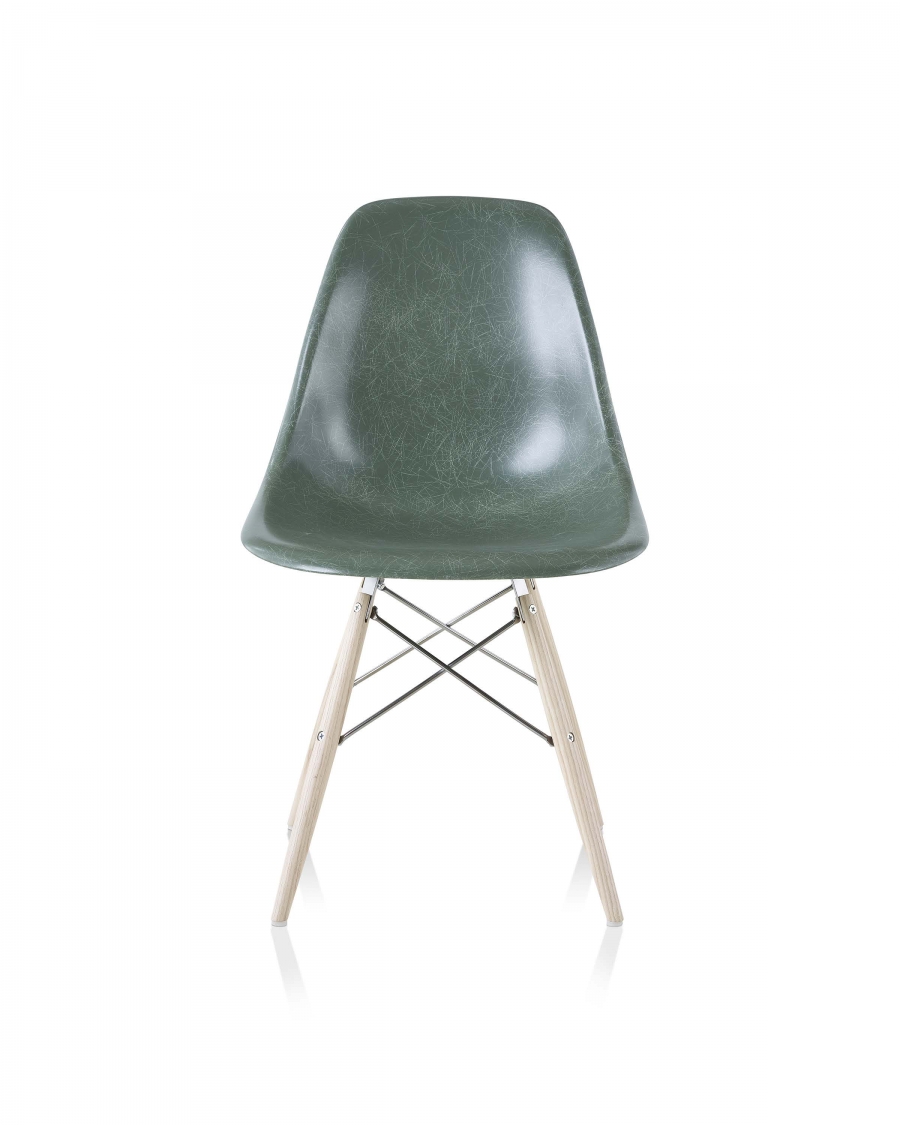 Vintage colour reintroduced Eames fiberglass chair, deep seafoam vintage colour shell for Eames fiberglass chair 