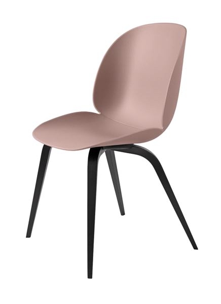 Beetle Dining chair Unupholstered in Sweet Pink on Black Stained Beech legs Gubi Beetle chair unupholstered, Gubi beetle chair designed by GamFratesi, timber base gubi beetle chair