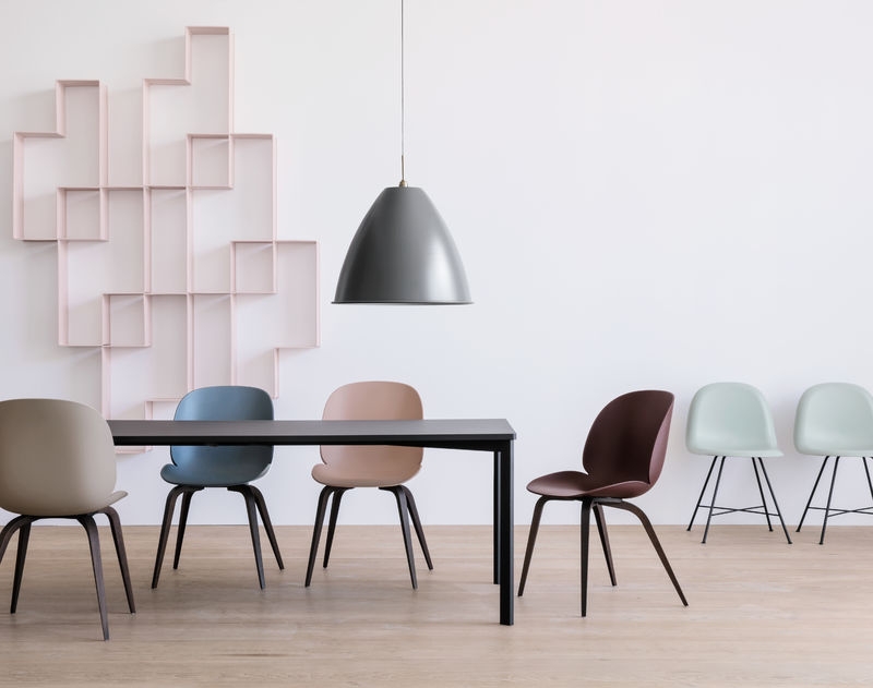 Beetle Dining Chair Unupholstered on Wood base Gubi Beetle chair unupholstered, Gubi beetle chair designed by GamFratesi, timber base gubi beetle chair