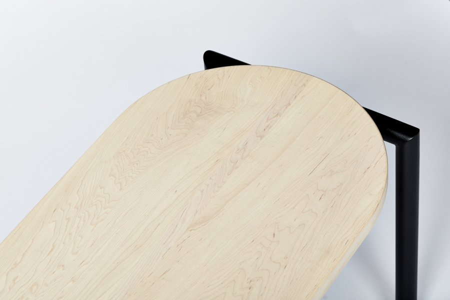 Benchmark - Rock maple on textured black frame Furnished Forever bench, Benchmark by Furnished Forever, Benchmark designed by Furnished Forever