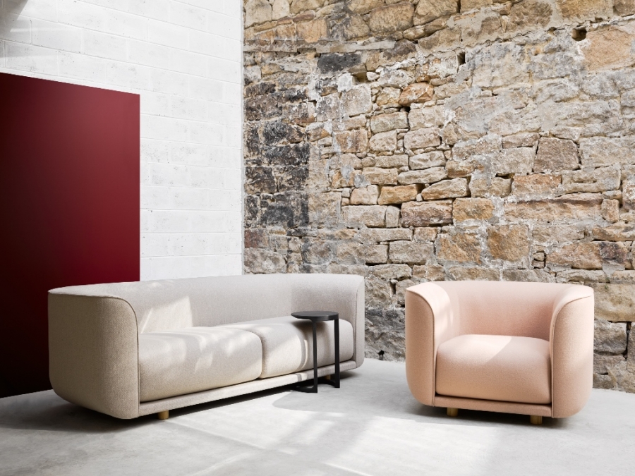 Fat Tulip Sofa and Armchair with Nest table Fat Tulip Sofa designed by Adam Goodrum, Nau fat tulip sofa