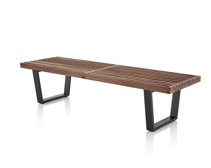 Nelson Platform bench - Walnut / ebonized Wood legs Nelson Platform Bench by Herman Miller, Nelson platform bench designed by George Nelson