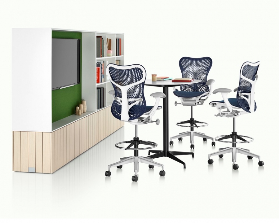 Mirra 2 Stools with TriFlex 2 Polymer back and armrest Mirra 2 stool designed by Studio 7.5 for Herman Miller, MIrra 2 work stool