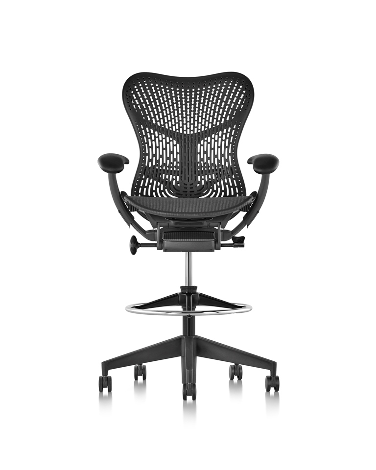 Mirra 2 Stools with TriFlex 2 Polymer back and armrest Mirra 2 stool designed by Studio 7.5 for Herman Miller, MIrra 2 work stool