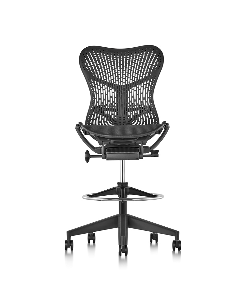 Mirra 2 Stools with TriFlex 2 Polymer back in Graphite Mirra 2 stool designed by Studio 7.5 for Herman Miller, MIrra 2 work stool