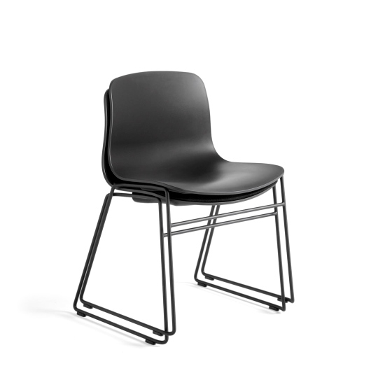 AAC 08 Black shell on Black base stacked About A Chair 08 designed by Hee Welling for HAY, AAC08 Stacking chair by HAY, Stacking About A Chair HAY