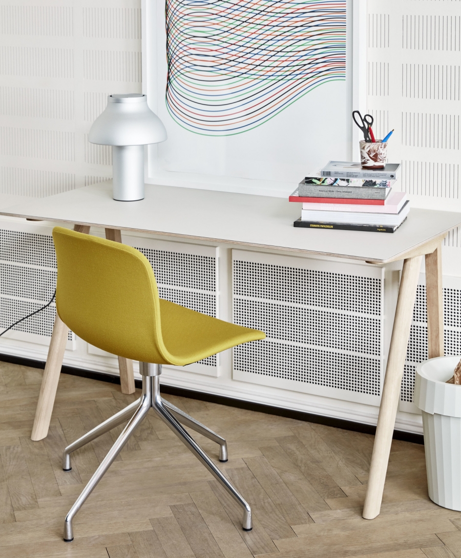 AAC11 Steelcut Trio 446 on Aluminium base, PC Table Lamp aluminium and CPH 90 Desk About A Chair 11 designed by Hee Welling for HAY, AAC11 HAY