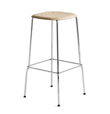 Soft Edge 30 Bar Stool H75 Oak Matt Lacquer seat on Chromes steel base Soft Edge 30 stool designed by ISKOS-BERLIN for HAY, HAY Soft Edge 30 stool