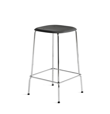 Soft Edge 30 Bar Stool 65H Oak soft black stained on Chromed steel base Soft Edge 30 stool designed by ISKOS-BERLIN for HAY, HAY Soft Edge 30 stool