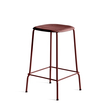 Soft Edge 30 Bar Stool 65H Oak fall red stained on Fall red base Soft Edge 30 stool designed by ISKOS-BERLIN for HAY, HAY Soft Edge 30 stool