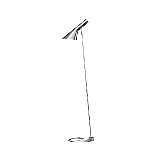 AJ Floor Lamp in Stainl Steel Polish AJ Floor Lamp designed by Arne Jacobsen Louis Poulsen, Louise Polsen AJ floor lamp