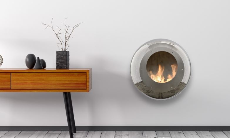 Vellum Cocoon Fire fireplace, Coccon Fire designed by FEDERICO OTERO, Wall mounted fire place by Cocoon Fire