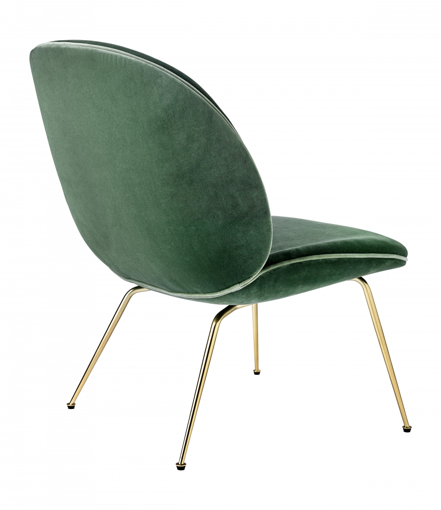 Beetle Lounge chair in Velvet - Velour G075 on Brass legs Beetle Lounge chair designed by GamFratesi for GUBI, Gubi beetle lounge chair