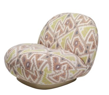 Pacha Lounge Chair uph in PierreFrey_Alabama_F3235003 on Pearly Gold base Pacha lounge chair designed by Pierre Paulin, Gubi Pacha lounge chair, Pierre Paulin lounge chair