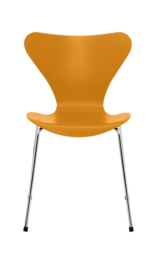 Series 7 Burnt Yellow on Chrome base Series 7 designed by Arne Jacobsen fritz hansen, Series 7 new colours 2020
