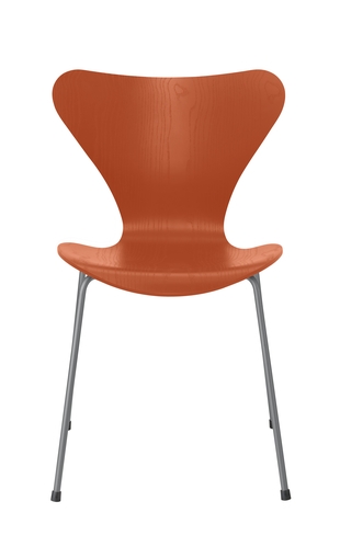 Series 7 Paradise Orange on Silver Grey Series 7 designed by Arne Jacobsen fritz hansen, Series 7 new colours 2020