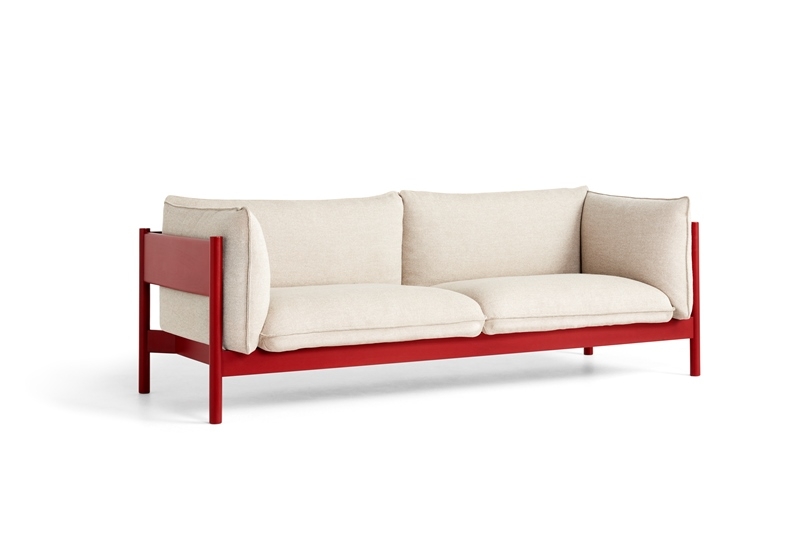 Arbour 3 seater Hallingdal 220_wine red water-based lacquer beech Arbour Sofa designed by Daniel Rybakken and Andreas Engesvik for HAY, HAY Arbour Eco sofa