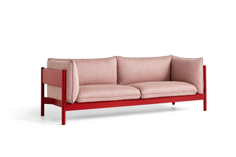 Arbour 3 seater Re-wool 648_wine red water-based lacquer beech Arbour Sofa designed by Daniel Rybakken and Andreas Engesvik for HAY, HAY Arbour Eco sofa