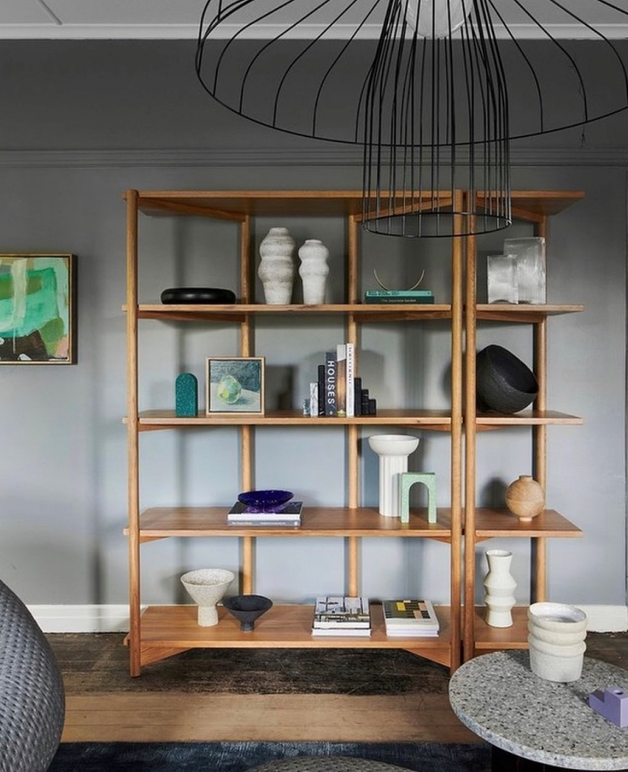 Fable open shelving designed by Ross Didier, Didier fable shelve, Timber open shelving by Didier 