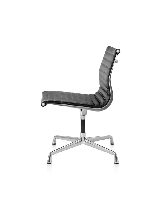 EAG_Side_No arm_Polished Aluminium base Eames Aluminium Group Side Chair and Ottoman designed by Ray and Charles Eames, Herman Miller Eames Side chair, Herman Miller Eames Aluminium Group chair Side