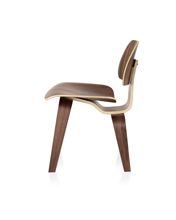 Eames_Moulded Plywood_Dining_Wood base Walnut Eames Moulded Plywood Dining Chair with Wood legs, Herman Miller Eames DCW