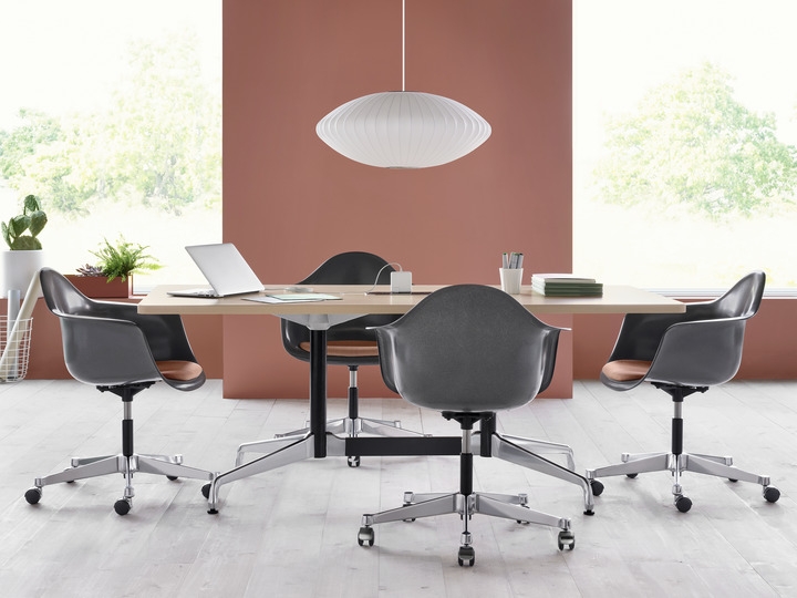 Eames_Segmented Base_Eames Task Chairs_Bubble Lamp Eames Table with Segmented Base designed by Ray and Charles Ray for Herman Miller, Herman Miller Eames Segmented Table