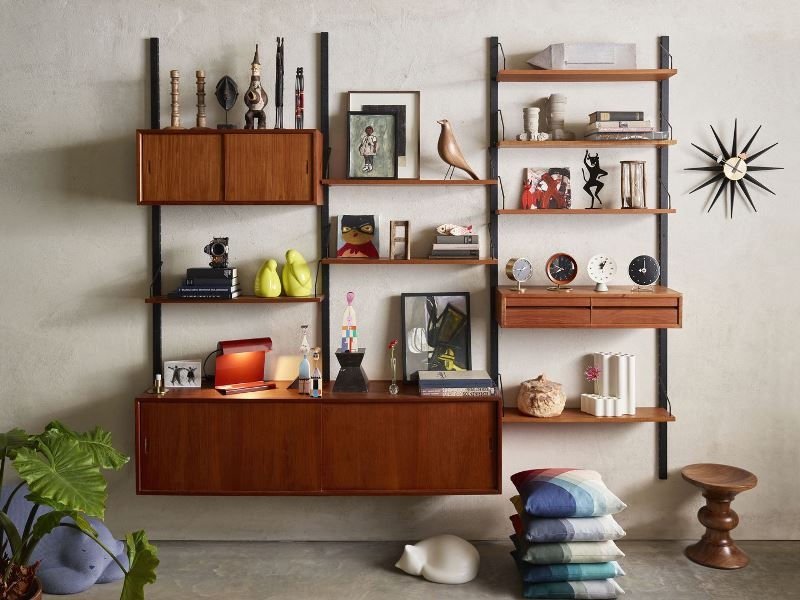 Sunburst Clock, Desk Clocks, Eames House Bird and Eames Walnut Stool