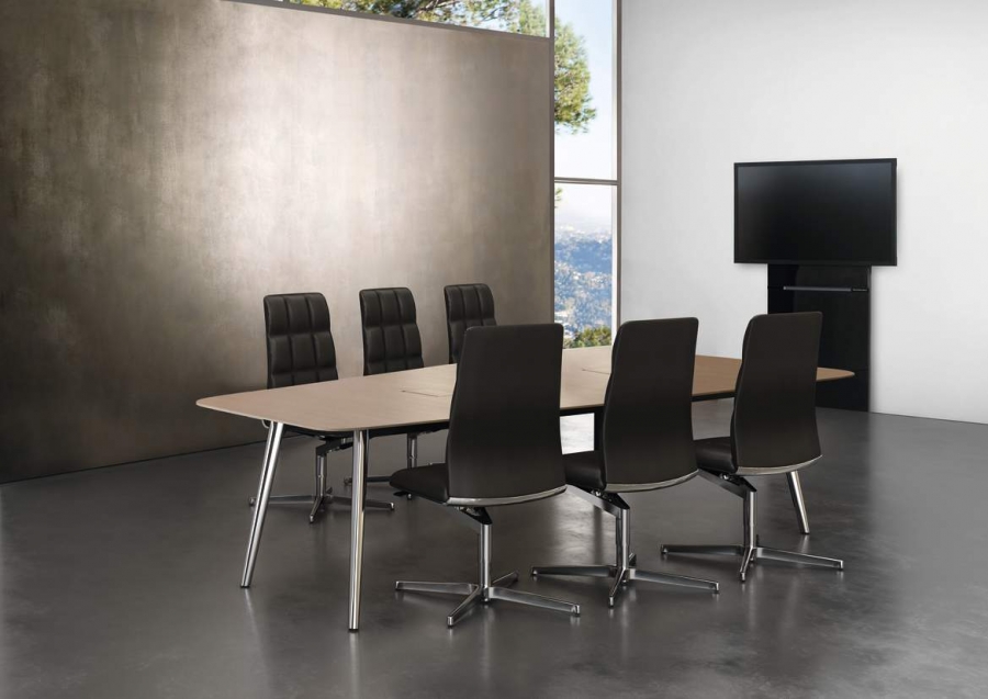 Keypiece Conference Table and Leadchairs Keypiece Conference Table designed by EOOD for Walter Knoll, Walter Knoll Keypiece Conference table