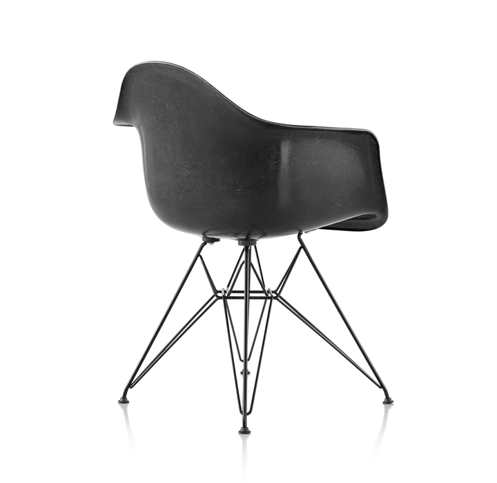 Eames Fibreglass armchair_Black_black wire base Eames Moulded Fiberglass armchair, Eames Moulded Fiberglass chair, Eames Fibreglass armchair