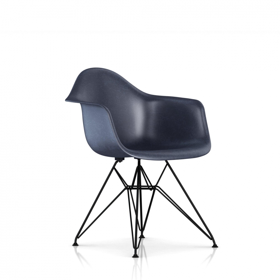 Eames Fibreglass armchair_Navy blue_black wire base Eames Moulded Fiberglass armchair, Eames Moulded Fiberglass chair, Eames Fibreglass armchair