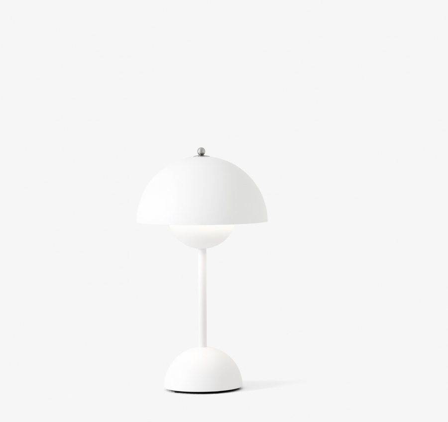 Flowerpot_VP9_Matt_White Flowerpot Portable Lamp designed by Verner Panton &Tradition, &Tradition Flowerpot Portable Lamp