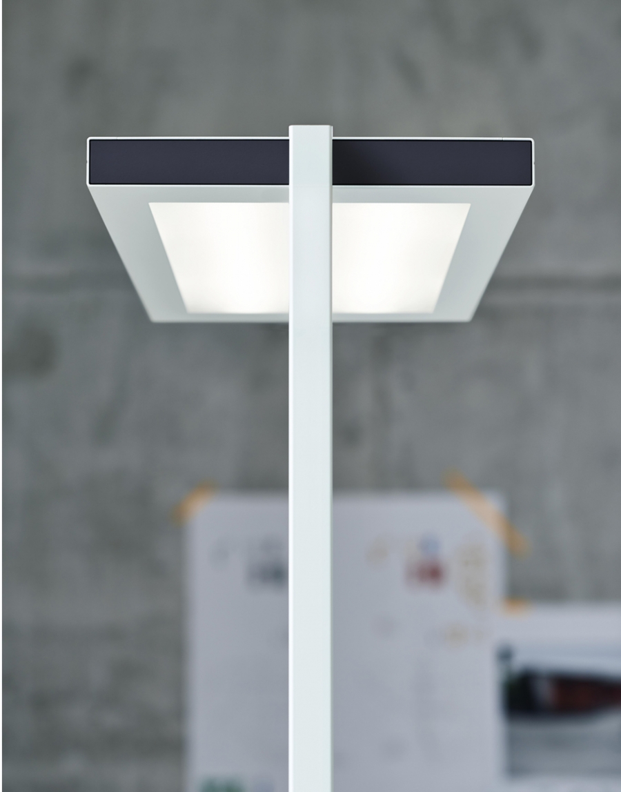 Lavigo Floor Lamp by Waldmann Lighting, Energy-efficient LED freestanding lighting for office, Daylight and presence sensor technology and a Pulse Talk option enable wireless communication between several luminaires