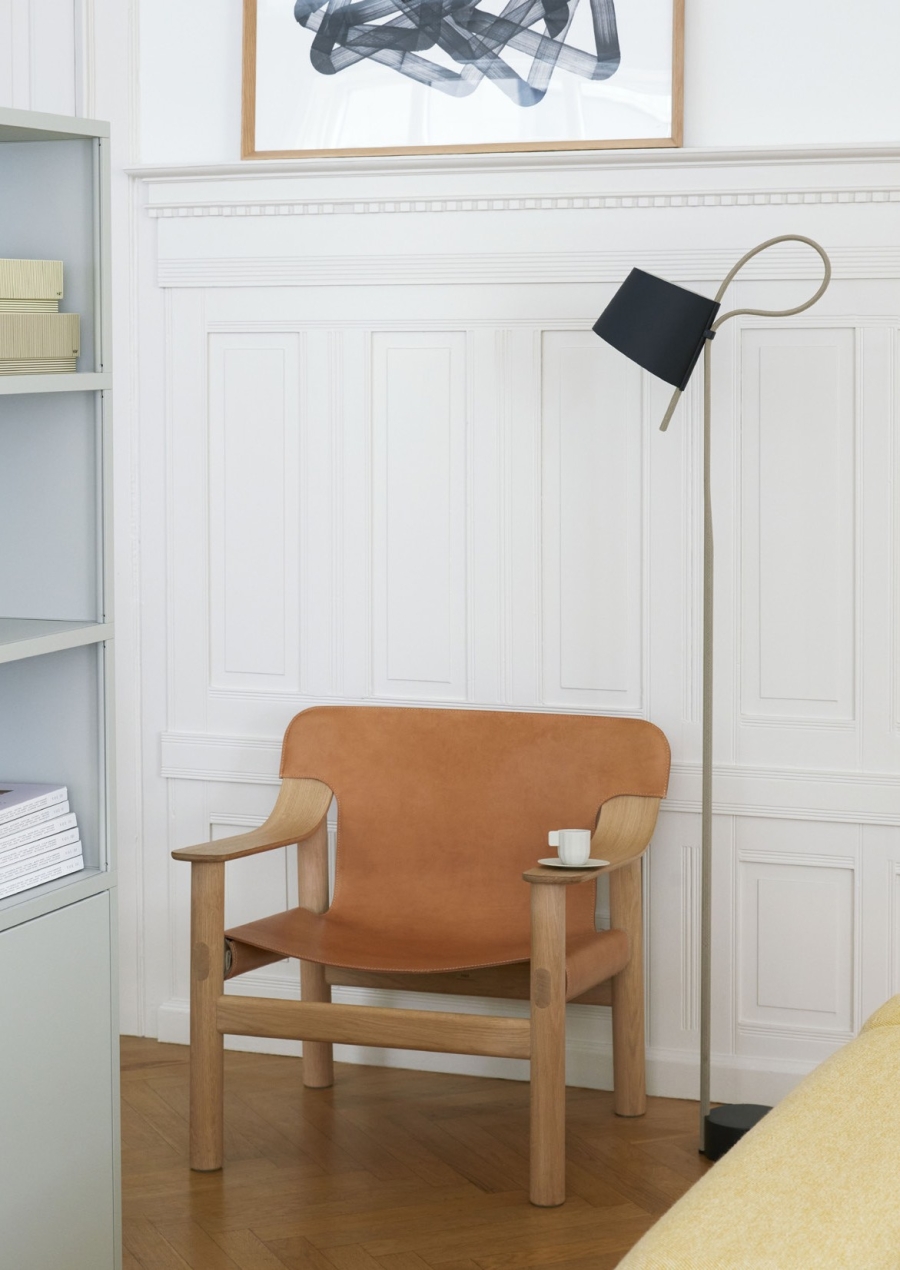 Bernard Chair - Brandy Leather/Oak base Bernard Chair designed by Shane Schneck for HAY, Bernard leather strap armchair by HAY, available at designcraft Canberra