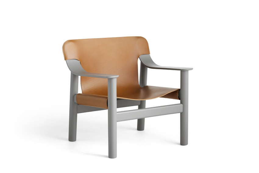 Bernard Chair - Brandy Leather/Grey base Bernard Chair designed by Shane Schneck for HAY, Bernard leather strap armchair by HAY, available at designcraft Canberra