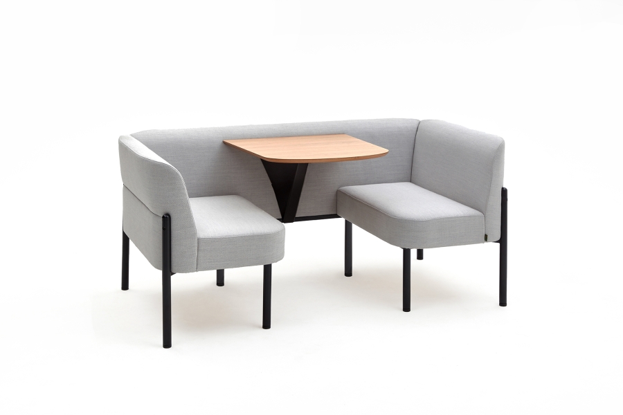 Hue Seating_HUEST_Kvadrat Fjord 121_RAL 9001 naughtone Hue seating, hue booth by naughtone, collaborative space, booth seating