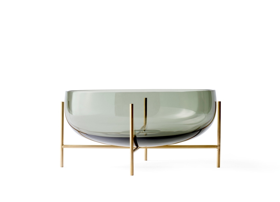 Echasse Bowl in Large _green smoke Menu space Echasse Bowl, Menu Space Smoked Glass Bowl