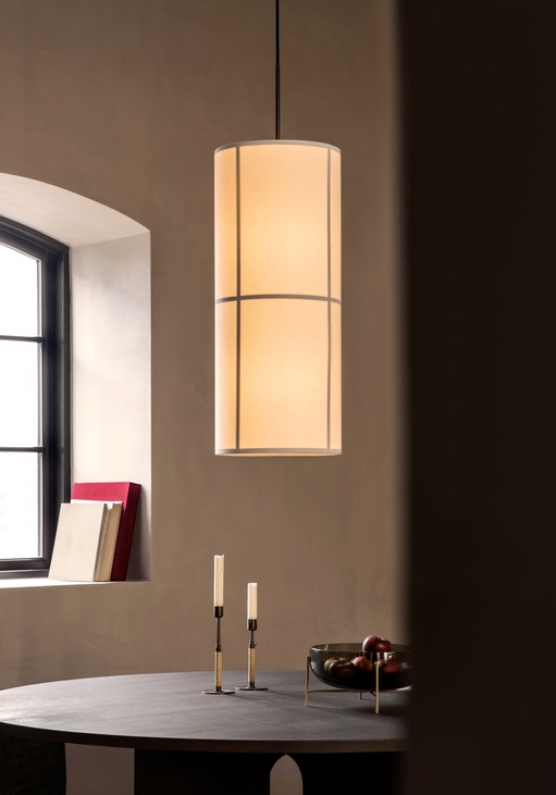 MENU_Hashira_Pendant_Androgyne_Dining_Table_Duca_Candleholder_hasse_Bowl Menu space Echasse Bowl, Menu Space Smoked Glass Bowl