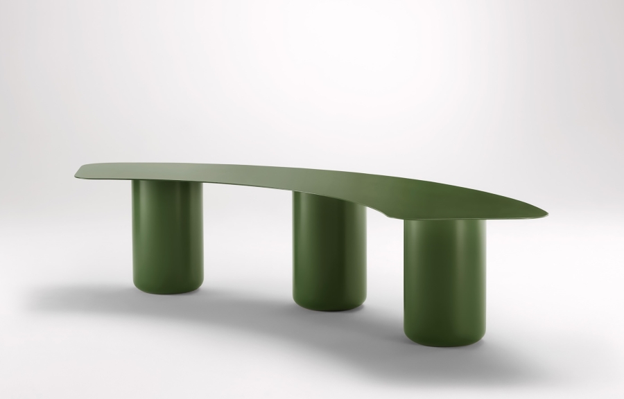 Sequence Curved Bench Olive Green