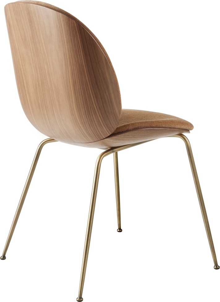 Beetle Dining Chair Walnut Veneer Belsuede upholstery Conic base