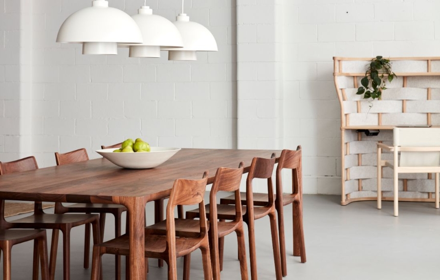 Molloy Table & Chair - Walnut Molloy Table & Molloy Chair designed by Adam Goodrum for NAU